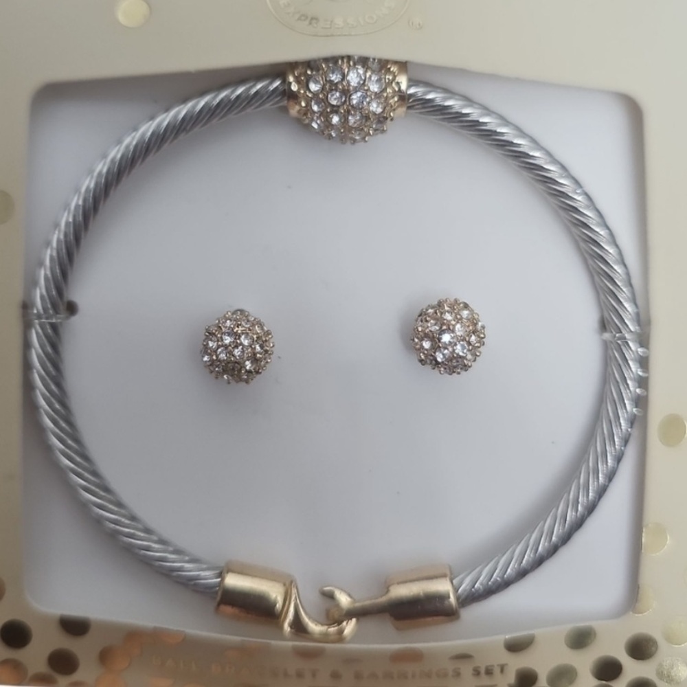 Modern expressions  Silver and Gold Bracelet Set
